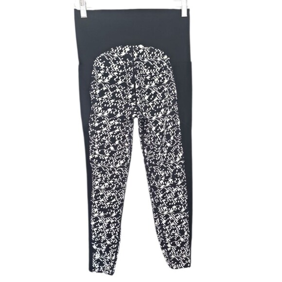 Sweaty Betty Power Leggings Black White Print Panel Athletic Sz 8/10 Fitness - Picture 2 of 15